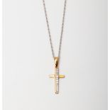 9CT GOLD DIAMOND CROSS PENDANT ON 45CM CHAIN