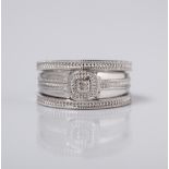 9CT WHITE GOLD DIAMOND BEADED TRIPLE BAND WEDDING SET