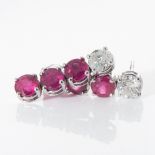 A PAIR OF RUBY AND DIAMOND EARRINGS