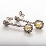 A PAIR OF DIAMOND DROP EARRINGS