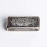 A CONTINENTAL NIELLO SILVER SNUFF BOX (NO. 417)