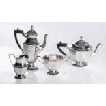 A FOUR-PIECE SILVER TEA SET