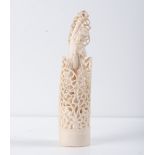 AN ORIENTAL CARVED IVORY TUSK