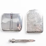 TWO SILVER CIGARETTE CASES AND A BOOK MARK