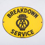 AN OVAL AA BREAKDOWN SERVICE SIGN