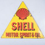 A DOUBLE-SIDED TRIANGULAR SHELL MOTOR SPIRIT SIGN