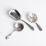 THREE SILVER CADDY SPOONS