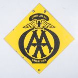 AN AA SA DIAMOND-SHAPED SIGN