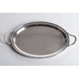 AN OVAL SILVER TRAY