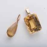 TWO COGNAC CITRINE PENDANTS