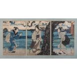 A 19TH CENTURY JAPANESE WOODBLOCK PRINT TRIPTYCH