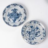 TWO DELFT BLUE AND WHITE PLATES, 19TH CENTURY