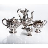 A VICTORIAN SCOTTISH FOUR-PIECE SILVER TEA SET