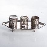 A SPANISH SILVER INKSTAND