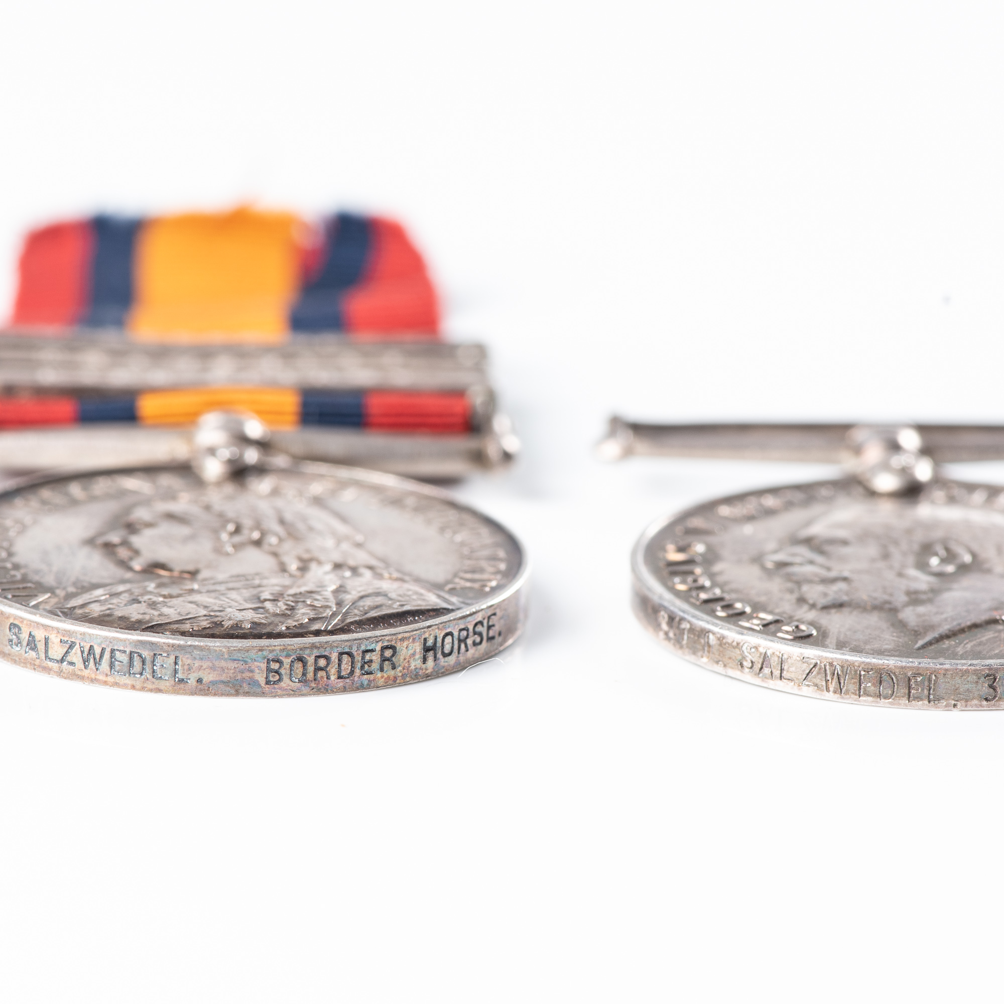 KILLED IN ACTION BOER WAR WW1 PAIR. BOER WAR QUEEN'S SOUTH AFRICA MEDAL TO BORDER HORSE, GORRINGE'S - Image 2 of 3