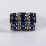 A SAPPHIRE AND DIAMOND RING