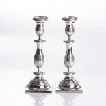 A PAIR OF POLISH SILVER SABBATH CANDLESTICKS