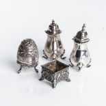 A MISCELLANEOUS GROUP OF SILVER SALTS AND PEPPER