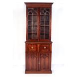 A MAHOGANY CABINET BOOKCASE, 19TH CENTURY