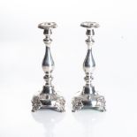 A PAIR OF CONTINENTAL SILVER SABBATH CANDLESTICKS