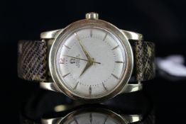 GENTLEMEN'S OMEGA AUTOMATIC BUMPER WRISTWATCH REF. 2577-19, circular silver dial with gold arrow