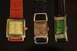 GROUP OF ELGIN WRISTWATCHES, two gold filled, one gold plated, all are not currently running.