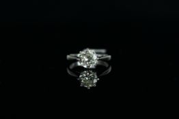18CT SINGLE STONE OLD CUT DIAMOND RING, old cut diamond estimated diamond 1.85ct, colour estimated