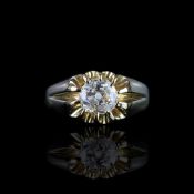 Old cut diamond single stone ring, old cut diamond approximately 7.11x6.76x2.44mm, estimated wight