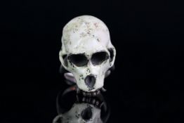 SILVER ENAMEL MONKEY SKULL RING,total weight 50.2gms , ring size S.