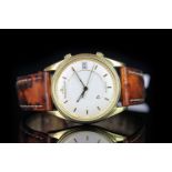 GENTLEMEN'S JAEGER LE COULTRE MEMOVOX 18CT GOLD LTD EDITION 84/350 W/ PAPERS, circular off white