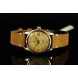 GENTLEMENS OMEGA AUTOMATIC SEAMASTER CALENDAR WRISTWATCH, circular patina cross hair sector dial