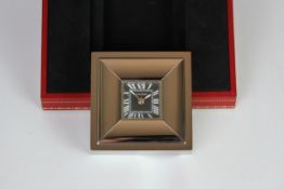 CARTIER DESK CLOCK MODEL 2745 , SN 102....GD, square , black dial with illuminated hands, silver