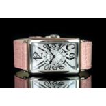 LADIES' FRANCK MULLER LONG ISLAND RELIEF, 18K WHITE GOLD, AUTOMATIC WRISTWATCH, rectangular textured