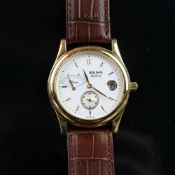 GENTLEMEN'S 18K GOLD ZENO DE LUXE, POWER RESERVE, EXHIBITION CASE BACK, MANUALLY WOUND WRISTWATCH,