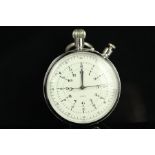 VINTAGE LEMANIA NERO STOPWATCH, circular white dial with multiple tracks and arabic numerals,