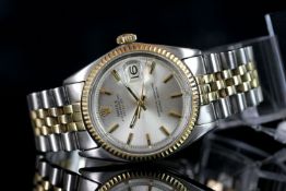 GENTLEMEN'S ROLEX OYSTER PERPETUAL DATEJUST WRISTWATCH REF. 1601, circular silver pie pan dial