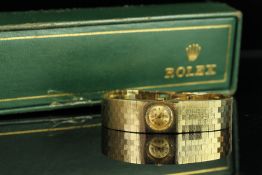 LADIES ROLEX PRECISION COCKTAIL WATCH W/BOX CIRCA 1970, circular champagne dial with baton hour