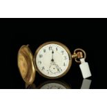 9CT DENCO POCKET WATCH POCKET WATCH, round, white dial with black hands, black arabic markers,second