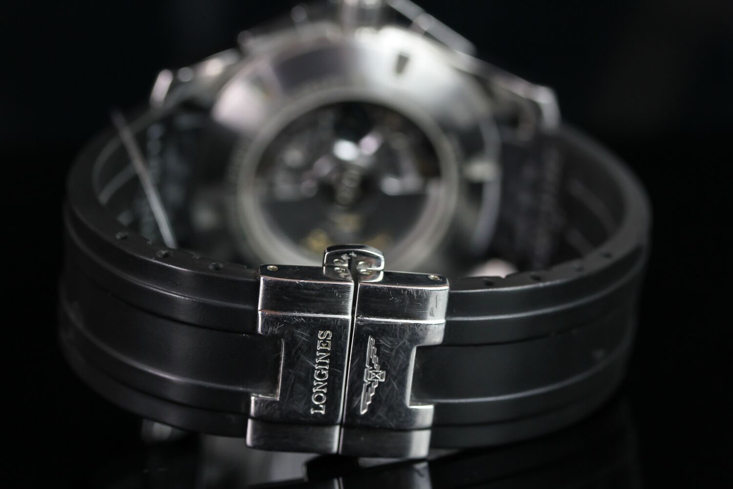 GENTLEMEN'S LONGINES CHRONOGRAPH L688.2, round, black dial with illuminated steel hands, silver - Image 4 of 4