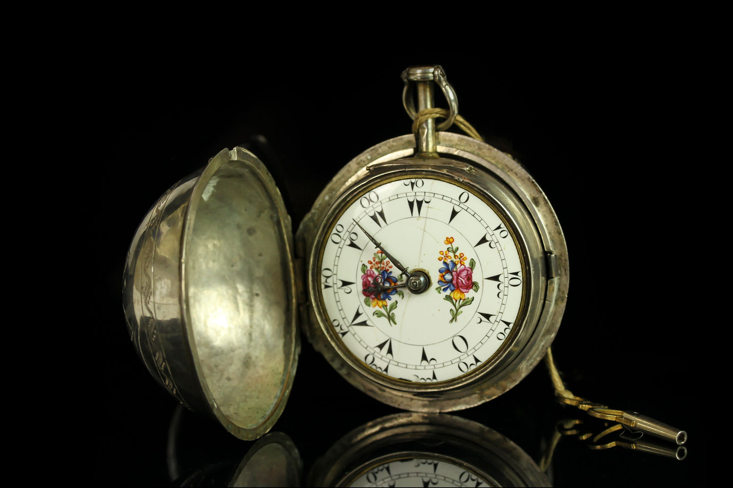 RARE 18TH CENTURY ALEX MICHELSON PASCAL LONDON EARLY VERGE MOVEMENT POCKETWATCH,double cased,