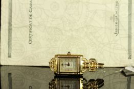 LADIES 18CT JAEGER LE COULTRE REVERSO DIAMOND SET WATCH PENDANT, oblong, white diamond set dial with