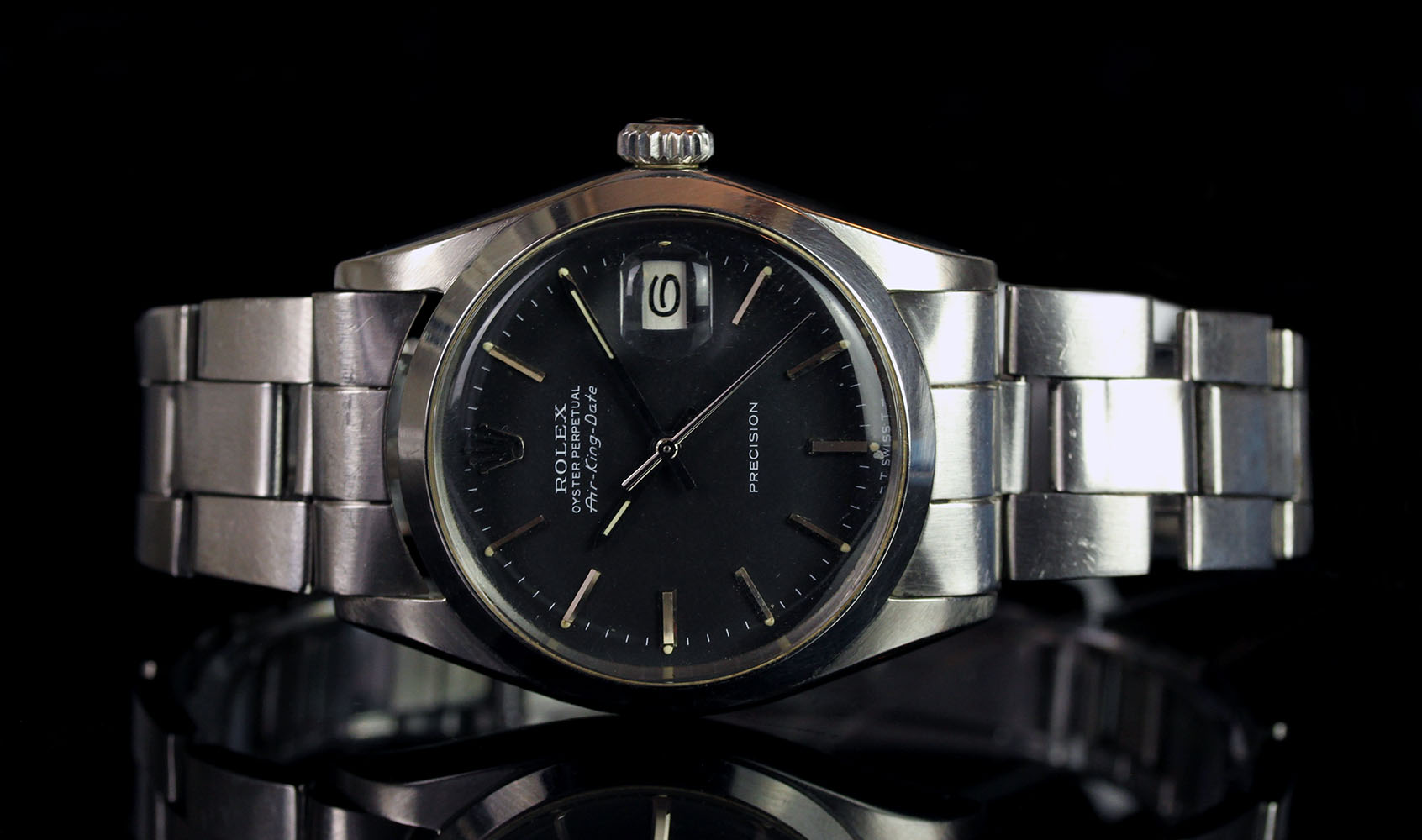 GENTLEMANS ROLEX AIRKING,MODEL 5700,CIRCA 1972,SN 332...,round, black dial with silver hands, silver - Image 3 of 3