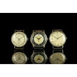 GROUP OF THREE WATCHES INCL ETERNA OMEGA UNIVERSAL GENEVE, Eterna, circular two tone sector dial