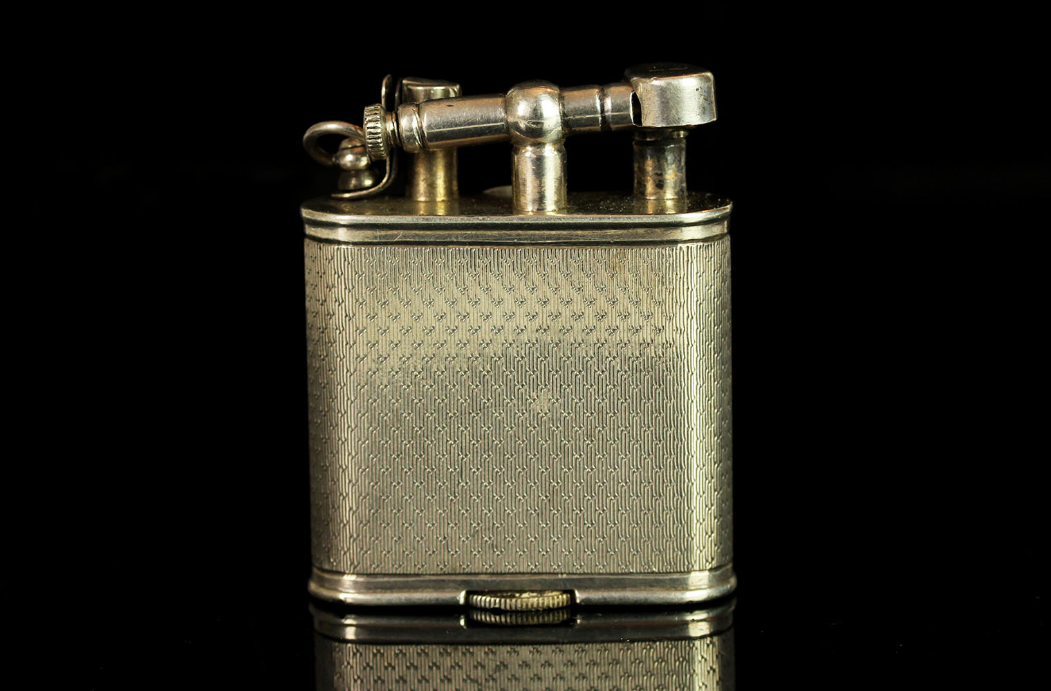 VINTAGE DUNHILL WATCH LIGHTER, silver dial and hands, silver arabic markers, stamped 925, 45x35mm - Image 2 of 2