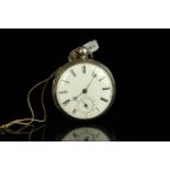 SILVER PAIR CASED OPEN FACED POCKET WATCH, round, white dial with black hands, black roman numeral