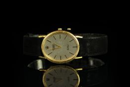 GENTLEMENS ROLEX CELLINI 18CT GOLD WRISTWATCH REF. 731, oval silver dial with gold hour markers