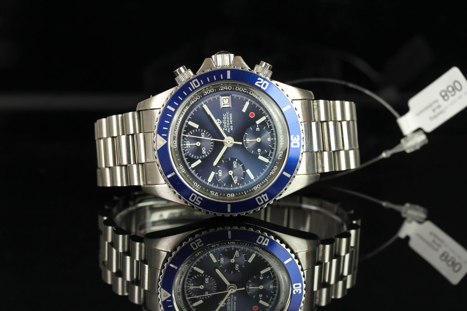 GENTLEMENS ZODIAC AUTOMATIC CHRONOGRAPH REF. 406.24.38, circular triple register blue dial with a