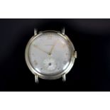 GENTLEMENS LONGINES OVERSIZE 9CT GOLD WRISTWATCH CIRCA 1950, circular patina silver dial with gilt
