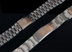2 x STEEL OMEGA BRACELETS REFERANCE 1233/215 AND 3-74, please note end caps are not provided.