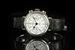 GENTLEMENS EBERHARD & CO 925 SILVER CHRONOGRAPH WRISTWATCH REF. 31008, circular twin register